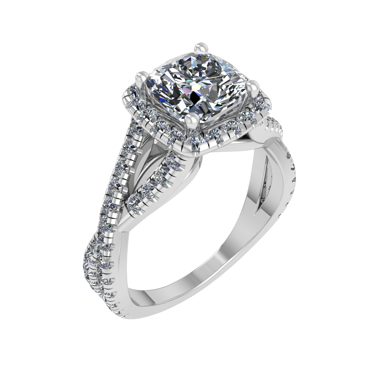 HALO TWISTING 6.00mm x 6.00mm CUSHION ENGAGEMENT RING